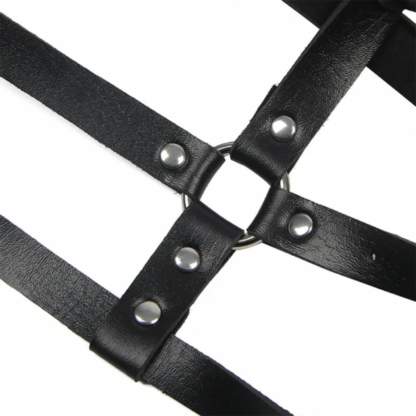 SUBBLIME - ARNÉS DE PECHO ANILLAS DE CUERO NEGRO TALLA ÚNICA - Imagen 5
