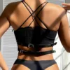 SUBBLIME - ARNÉS DE PECHO ANILLAS DE CUERO NEGRO TALLA ÚNICA - Imagen 11