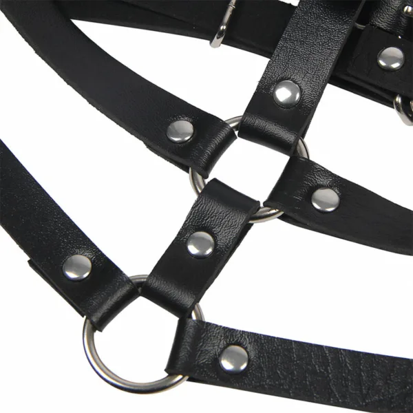 SUBBLIME - ARNÉS DE PECHO ANILLAS DE CUERO NEGRO TALLA ÚNICA - Imagen 7
