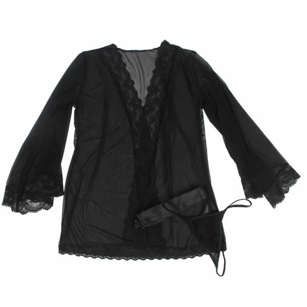SUBBLIME - BATA TELA TRANSPARENTE DETALLE ENCAJE NEGRO L/XL - Imagen 5