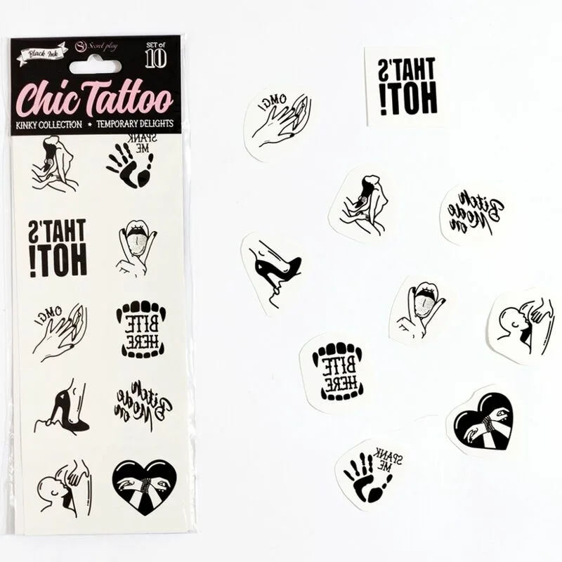 SECRET PLAY - SET DE 10 TATTOOS TEMPORALES KINKY COLLECTION - Imagen 2