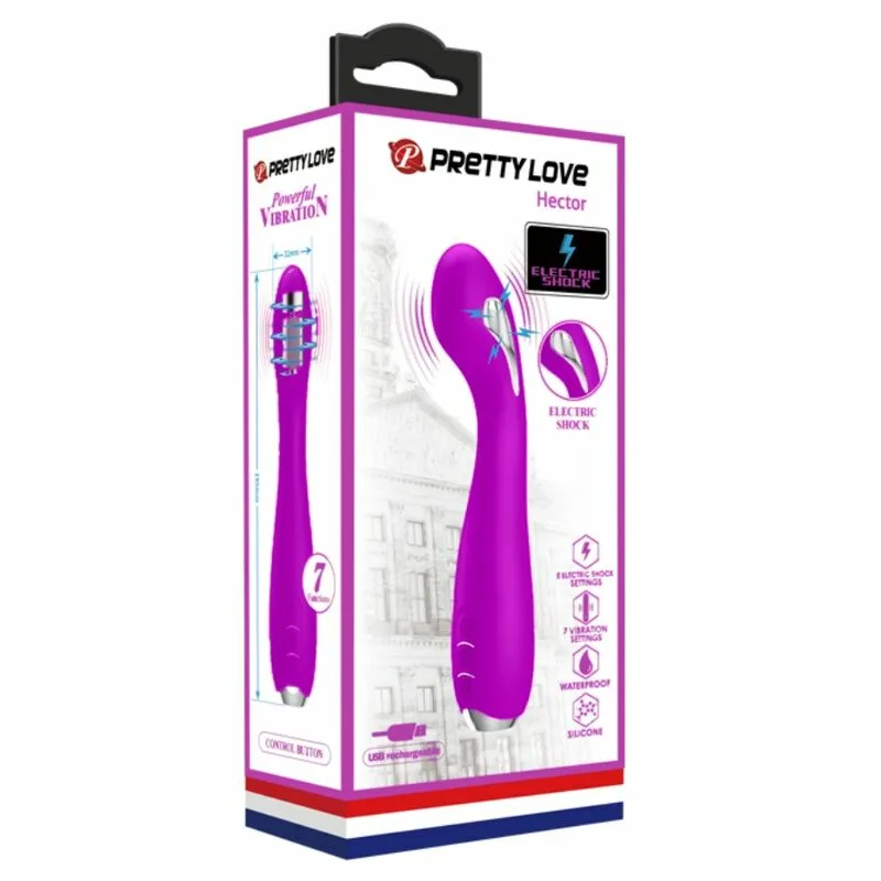 PRETTY LOVE - HECTOR VIBRADOR ELECTROSHOCK RECARGABLE & IMPERMEABLE MORADO - Imagen 8