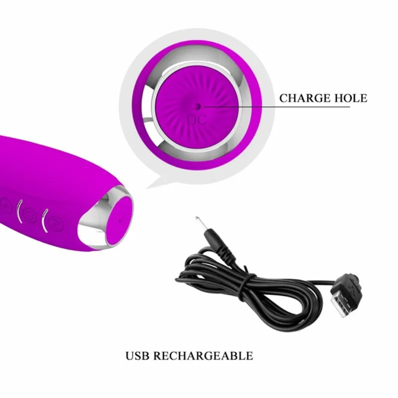 PRETTY LOVE - HECTOR VIBRADOR ELECTROSHOCK RECARGABLE & IMPERMEABLE MORADO - Imagen 7
