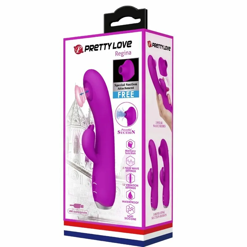 PRETTY LOVE - REGINA VIBRADOR-ONDAS ESTIMULADORAS RECARGABLE MORADO - Imagen 12