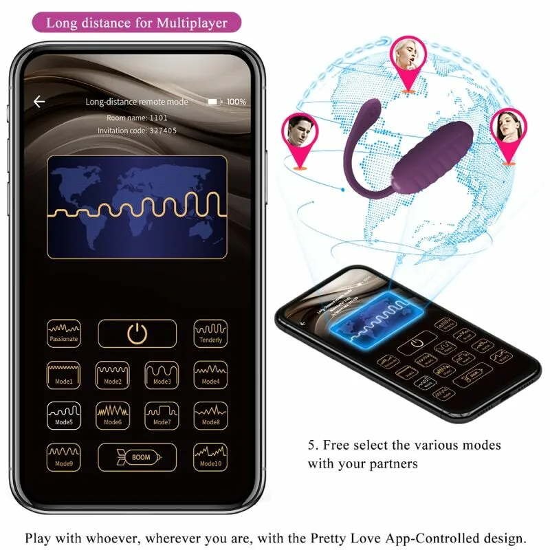 PRETTY LOVE - CASPER HUEVO VIBRADOR RECARGABLE MORADO - Imagen 12