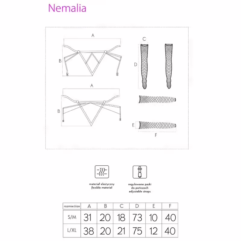 LIVCO CORSETTI FASHION - NEMALIA SET LIGUERO + MEDIAS + GUANTES NEGRO L/XL - Imagen 6