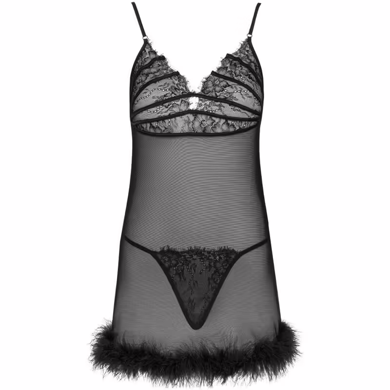 LIVCO CORSETTI FASHION - ZERUNAM SET BABYDOLL + TANGA NEGRO S/M - Imagen 3