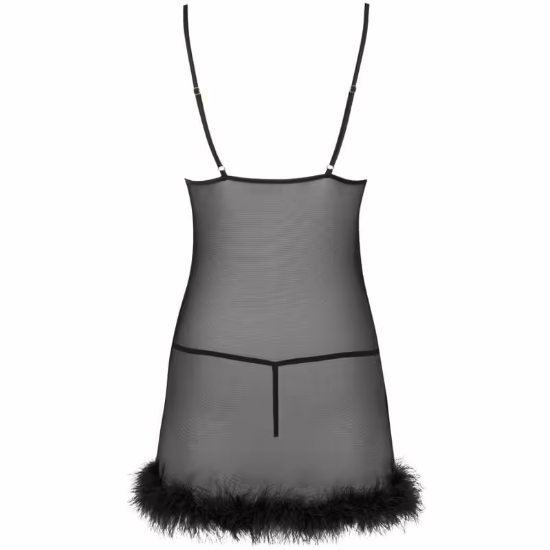 LIVCO CORSETTI FASHION - ZERUNAM SET BABYDOLL + TANGA NEGRO S/M - Imagen 4