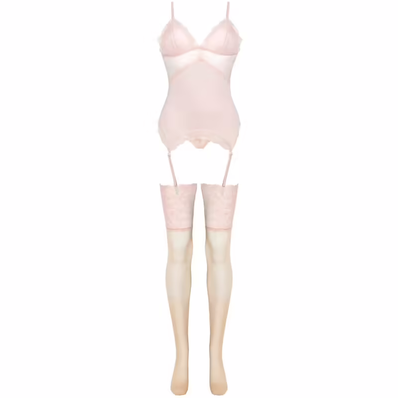 LIVCO CORSETTI FASHION - PERSINNE PEACH SET CORSET + PANTY + MEDIAS L/XL - Imagen 3