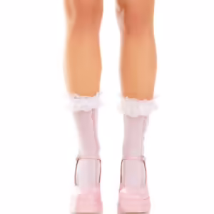 LEG AVENUE - MEDIAS TOBILLERAS CON VOLANTES BLANCO