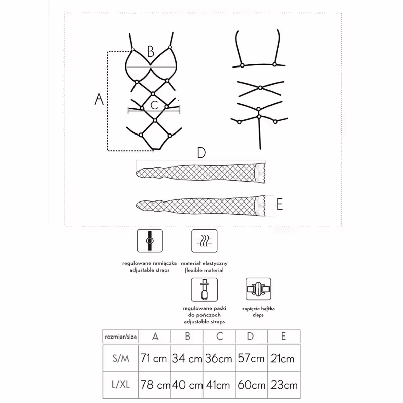 LIVCO CORSETTI FASHION - THIARA LC 20213 SET BODY + MEDIAS NEGRO L/XL - Imagen 8