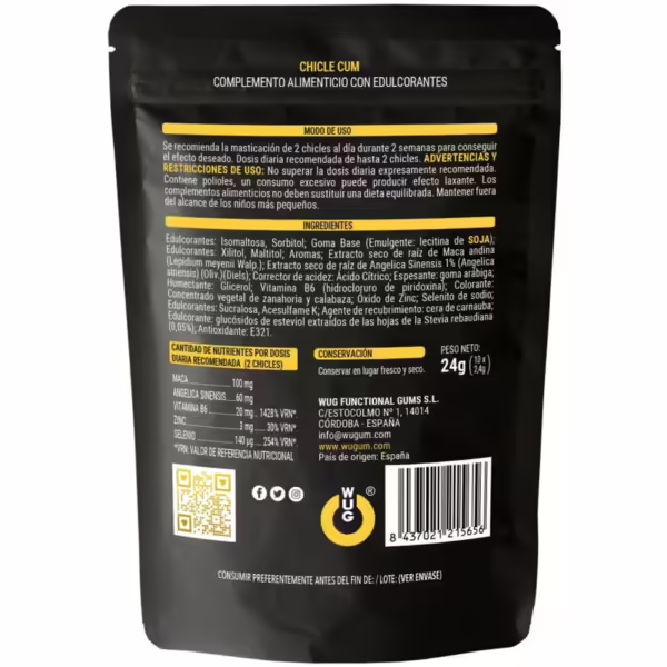 WUG SEX SENSE - CUM CHICLE AUMENTADOR DE EYACULACIÓN & SABOR A PLÁTANO DEL SEMEN 10 UNIDADES - Imagen 2