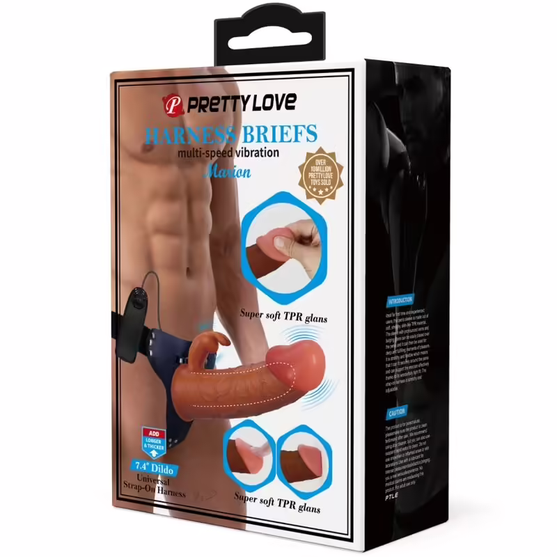 PRETTY LOVE - MARION HARNESS BRIEFS UNIVERSAL CON DILDO VIBRACIÓN 19 CM MULATO - Imagen 9