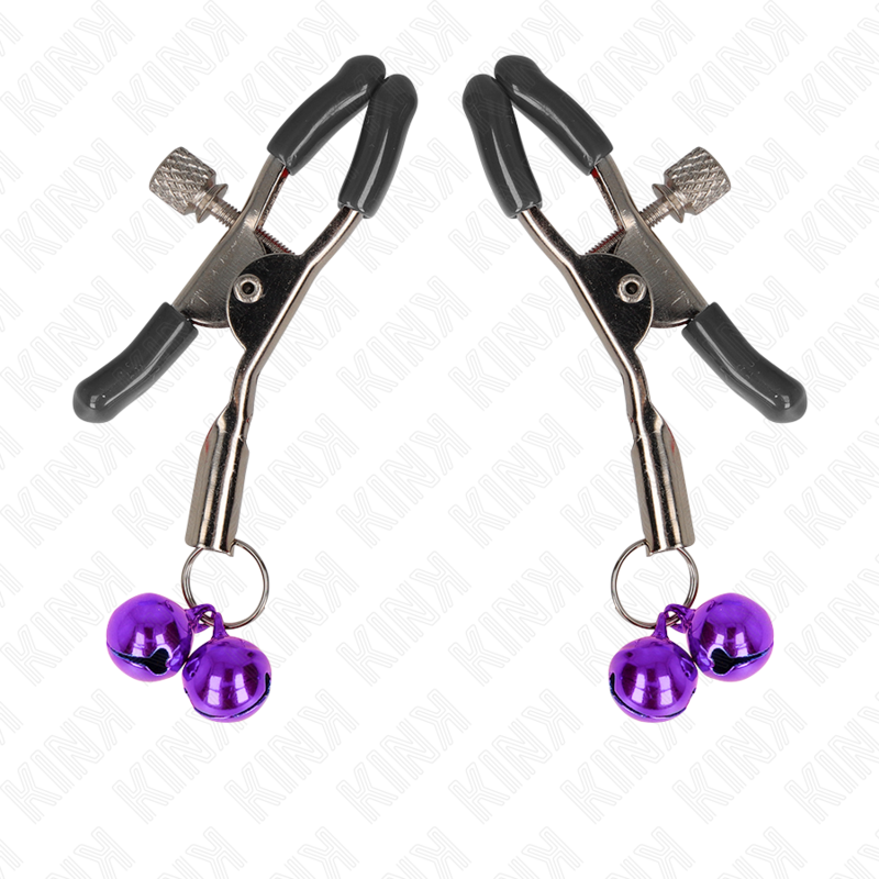 KINK - PINZAS PARA PEZONES CON DOBLE CAMPANILLA VIOLETA 6 CM - Imagen 2