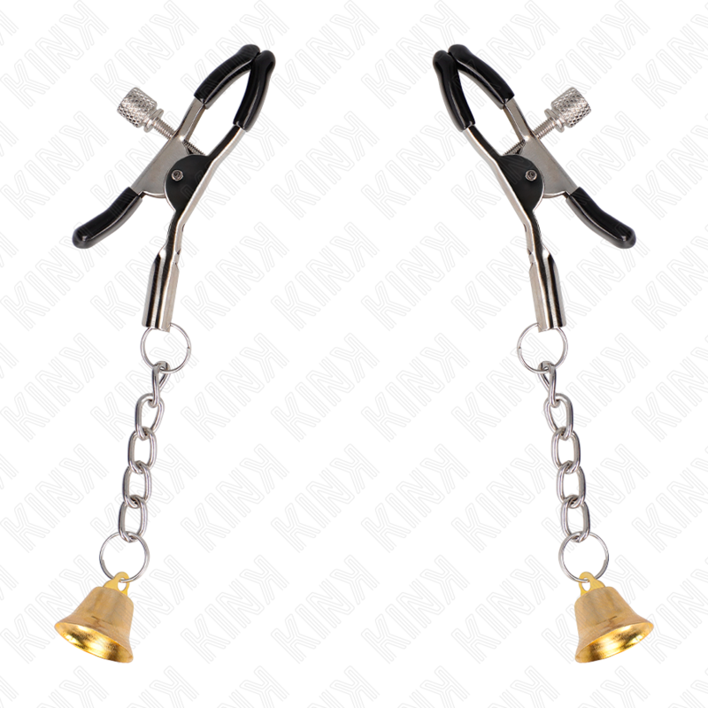 KINK - PINZAS PARA PEZONES CON COLGANTE DE CAMPANA DORADO 6 CM - Imagen 2