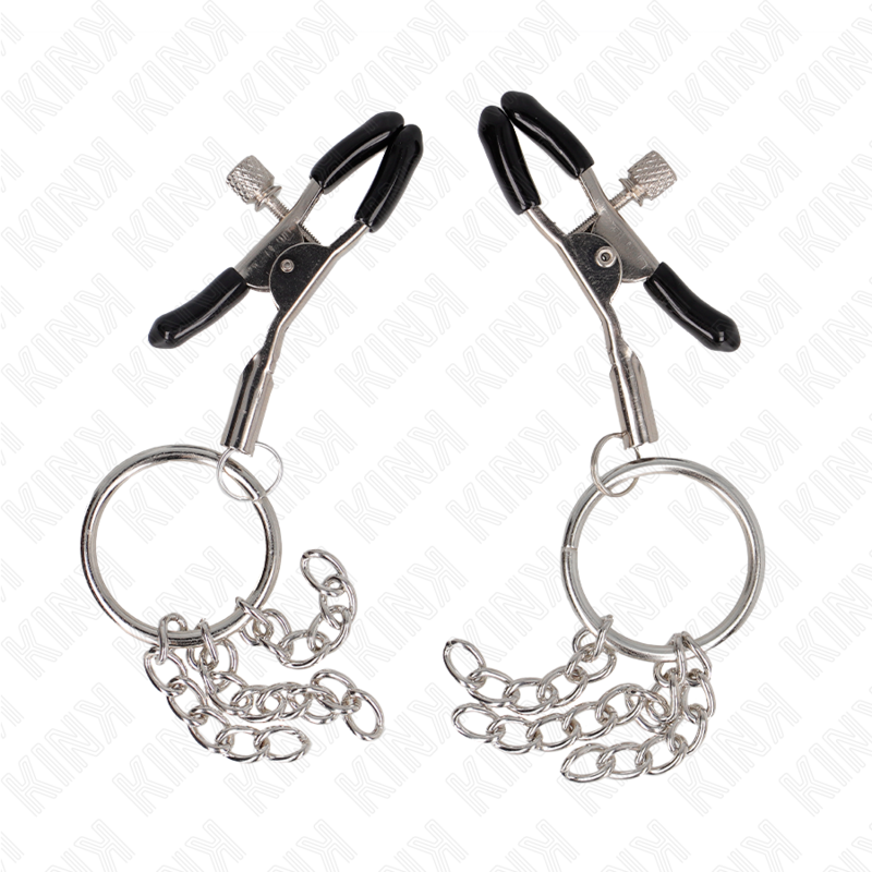 KINK - PINZAS PARA PEZONES CON ARO Y PEQUEÑAS CADENAS PLATEADO 6 CM - Imagen 2