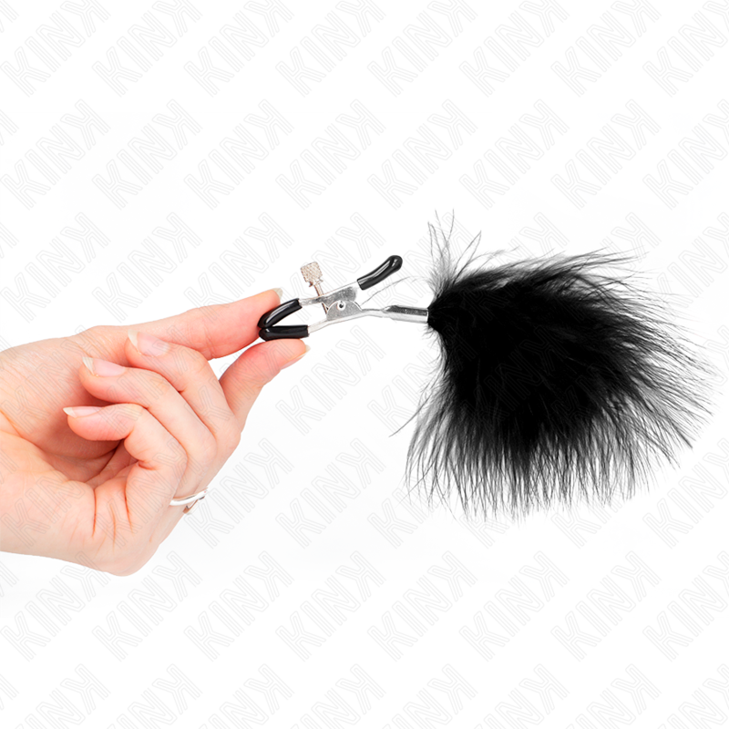 KINK - PINZAS PARA PEZONES CON PLUMA NEGRO 7 CM - Imagen 3