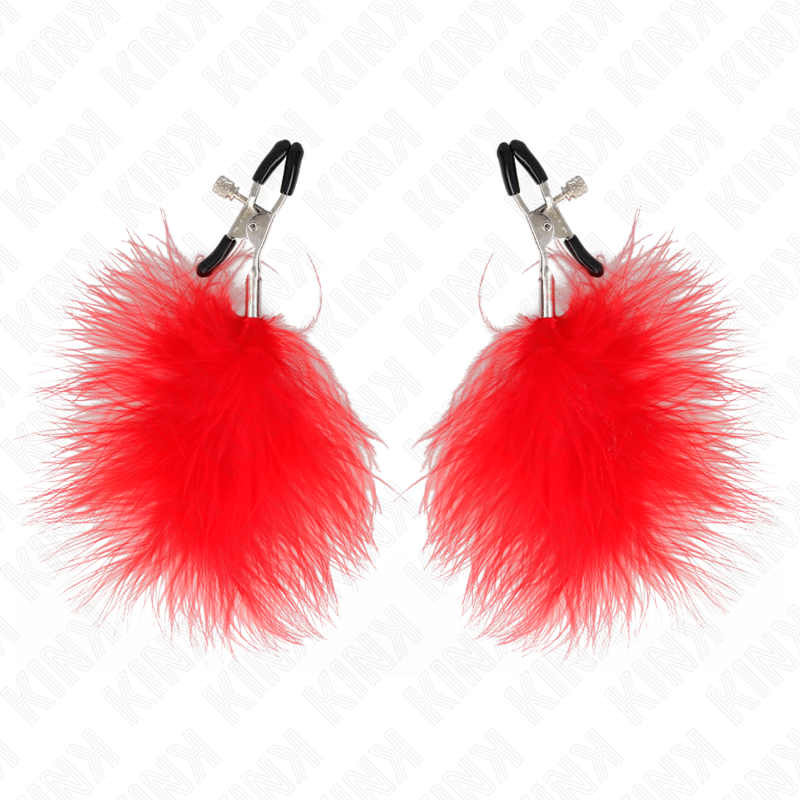 KINK - PINZAS PARA PEZONES CON PLUMA ROJO 7 CM - Imagen 2