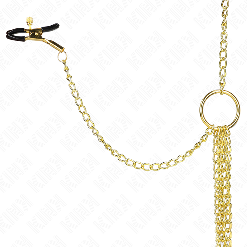 KINK - PINZAS PARA PEZONES Y CLÍTORIS 4 ENGANCHES AJUSTABLE DORADO - Imagen 4