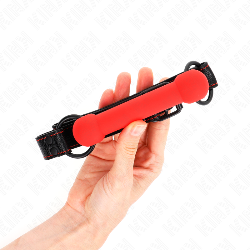 KINK - MORDAZA FORMA DE HUESO CON CORREA POLIPIEL ROJO AJUSTABLE 41-57 CM - Imagen 2