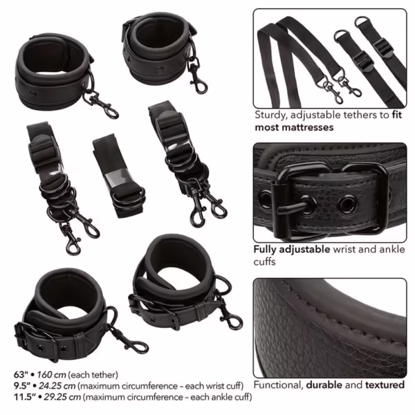 CALEXOTICS - NOCTURNAL RESTRICCIONES DE CAMA CUERO AJUSTABLE NEGRO - Imagen 3