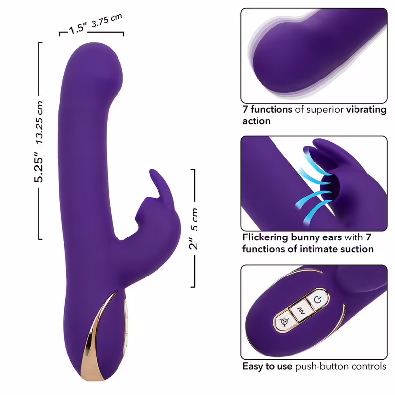 CALEXOTICS - JACK VIBRADOR RABBIT Y ESTIMULADOR 7 NIVELES DE VIBRACIÓN Y ONDAS ESTIMULADORAS AZUL - Imagen 8