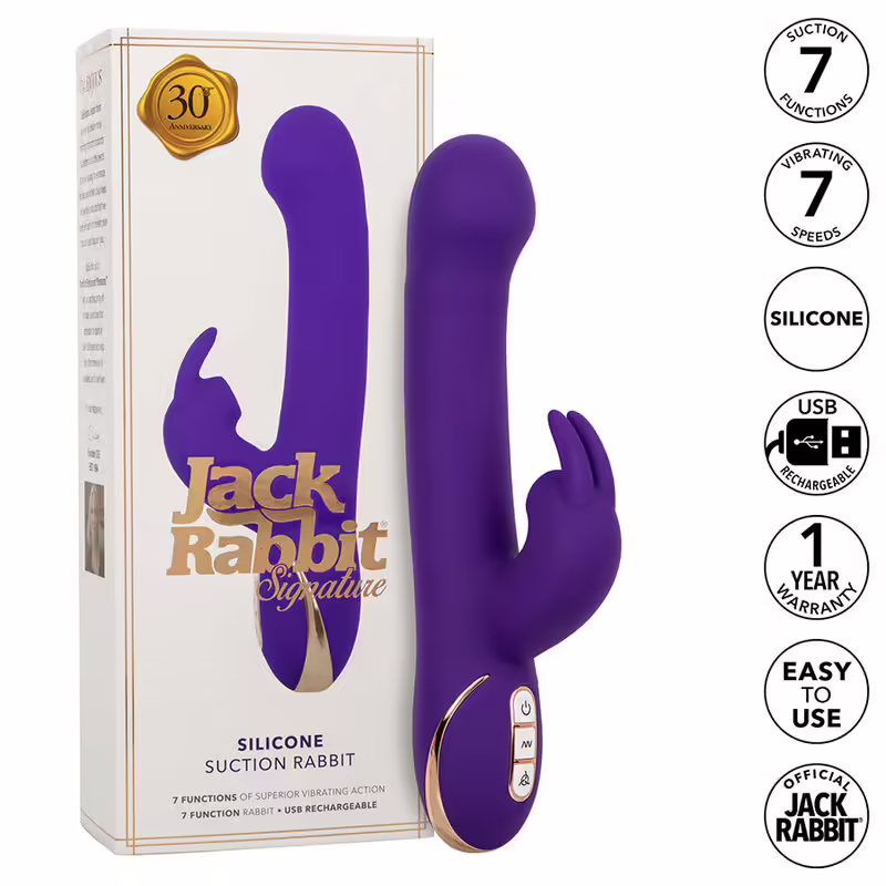 CALEXOTICS - JACK VIBRADOR RABBIT Y ESTIMULADOR 7 NIVELES DE VIBRACIÓN Y ONDAS ESTIMULADORAS AZUL