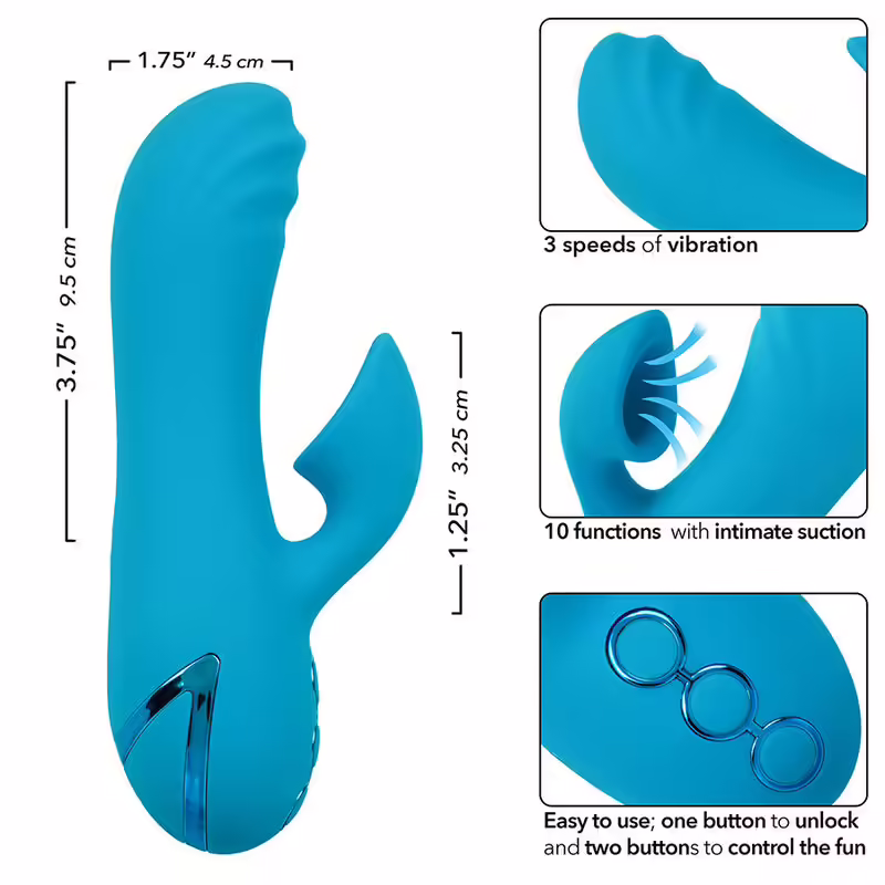 CALEXOTICS - SUNSET BEACH SEDUCER VIBRADOR Y ESTIMULADOR 10 FUNCIONES AZUL - Imagen 9