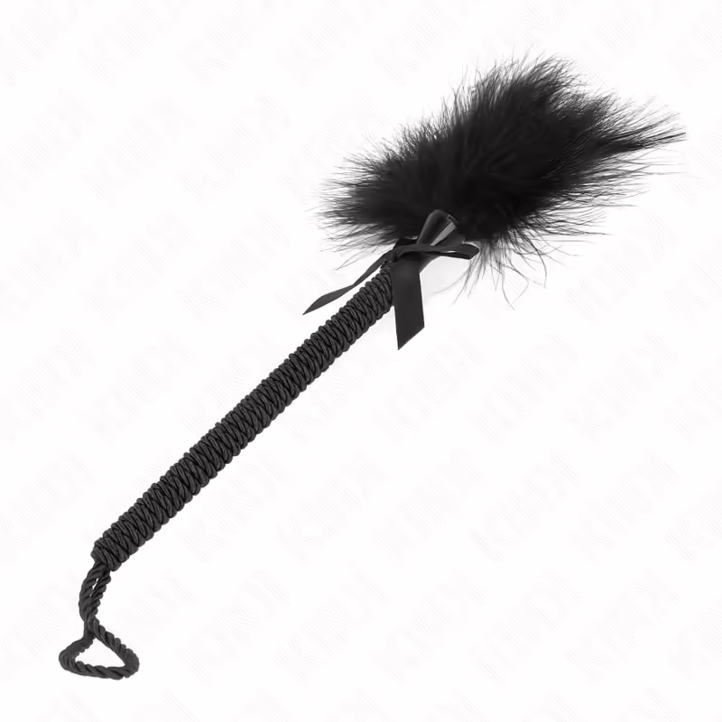 KINK - MASAJEADOR DE CUERDA DE NAILON CON PLUMAS PARA COSQUILLAS Y LAZO NEGRO 25 CM - Imagen 2