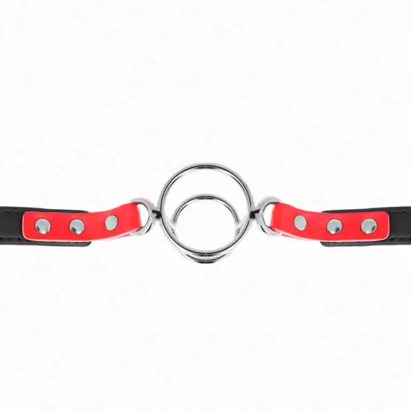 KINK - MORDAZA CON MÚLTIPLES JUNTAS TÓRICAS 4 / 4.8 CM ROJO AJUSTABLE 38 X 56 CM - Imagen 4