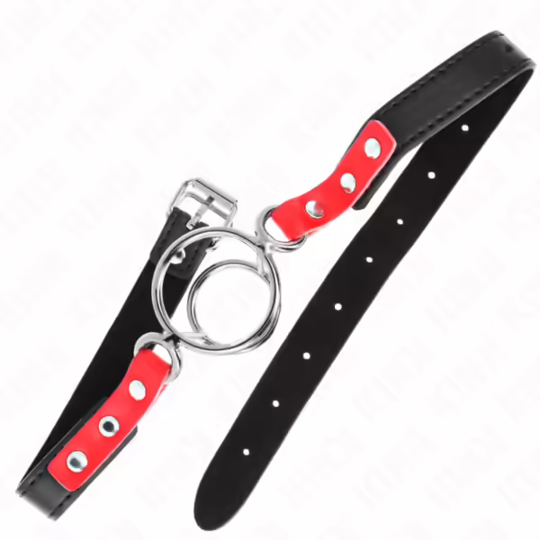 KINK - MORDAZA CON MÚLTIPLES JUNTAS TÓRICAS 4 / 4.8 CM ROJO AJUSTABLE 38 X 56 CM - Imagen 2