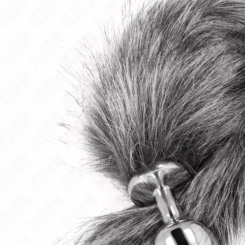 KINK - PLUG ANAL TALLA M 8 X 3.5 CM CON COLA SINTÉTICA 40 CM PLATEADO - Imagen 4