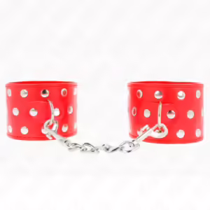 KINK - MUÑEQUERAS CON CIERRE A PRESIÓN LLENO DE TACHUELAS AJUSTABLE ROJO 19-24 CM X 5.5 CM