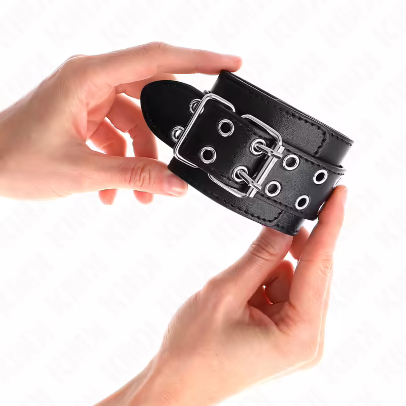 KINK - MUÑEQUERAS CON DOBLE LÍNEA DE TACHUELAS NEGRO AUSTABLE 19-26 CM - Imagen 3