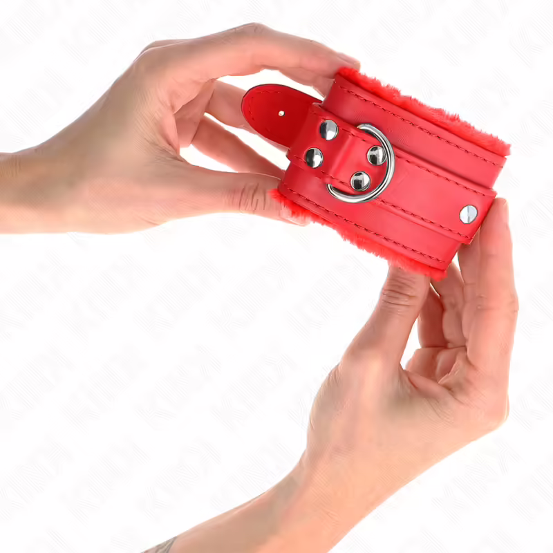 KINK - MUÑEQUERAS FORRADAS ROJO CON CORREA ROJO AJUSTABLE 20-29 CM X 5.5 CM - Imagen 4