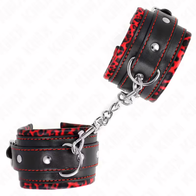 KINK - MUÑEQUERAS FORRADAS ROJO / NEGRO AJUSTABLE 17-29 CM X 6 CM - Imagen 2