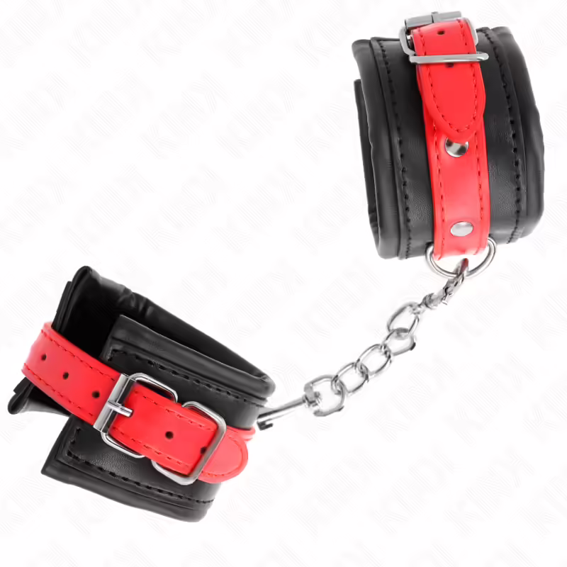 KINK - MUÑEQUERAS NEGRO CON CORREA ROJO AJUSTABLE 17-28 CM X 6 CM - Imagen 2