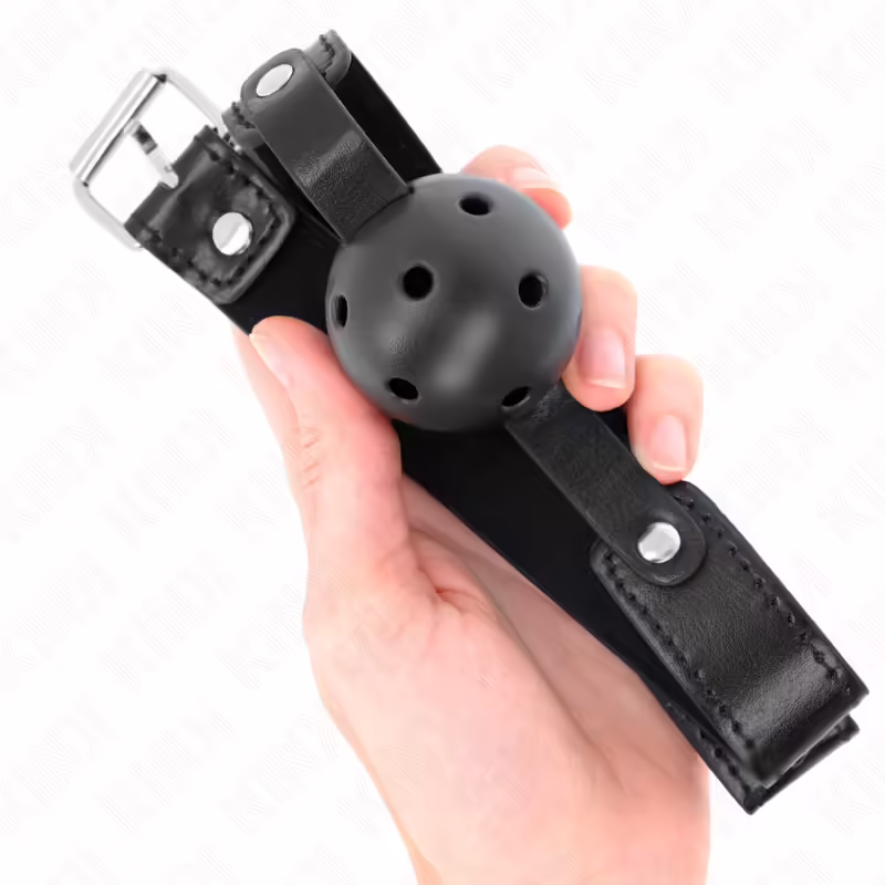 KINK - MORDAZA DE BOLA 4.5 CM TRANSPIRABLE NEGRO 65 x 2.5 CM - Imagen 4