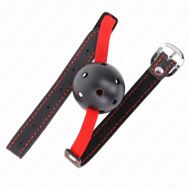 KINK - MORDAZA DE BOLA 4.5 CM DURA HUECA CON CINTURÓN ELÁSTICO 56 x 1.5 CM - Imagen 2