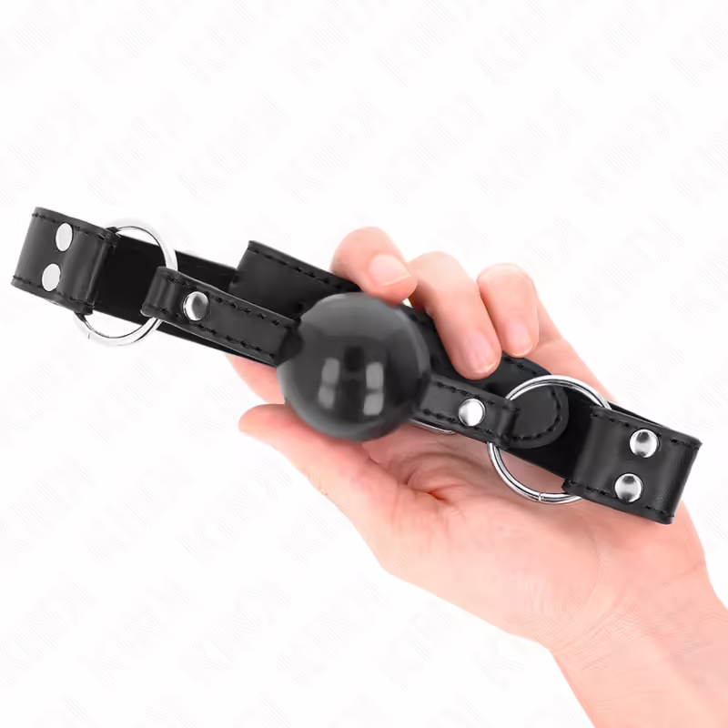 KINK - MORDAZA DE BOLA 4 CM SUAVE Y SÓLIDA CON CORREA DE POLIPIEL 62 x 2.5 CM AJUSTABLE 42-58 CM - Imagen 4