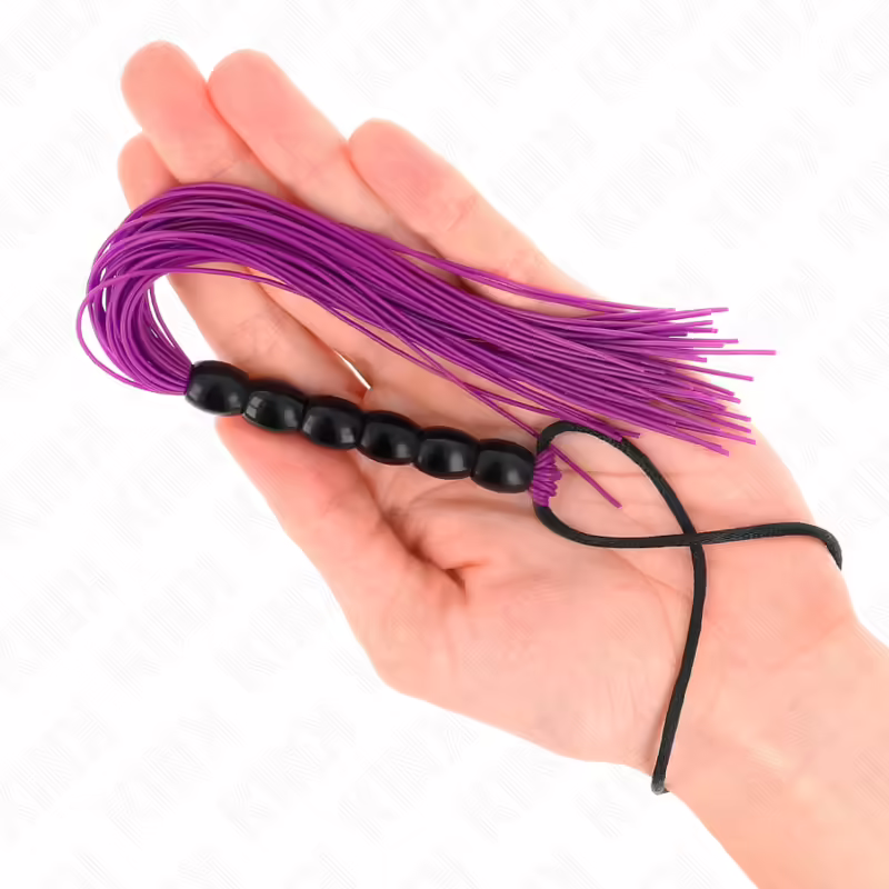 KINK - MINI LÁTIGO DE SILICONA CON AGARRE 6 BOLAS MORADO 26 CM - Imagen 3
