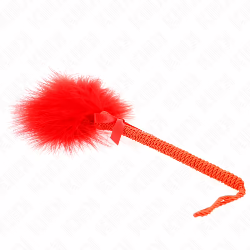 KINK - MASAJEADOR DE CUERDA DE NAILON CON PLUMAS PARA COSQUILLAS Y LAZO ROJO 25 CM - Imagen 3