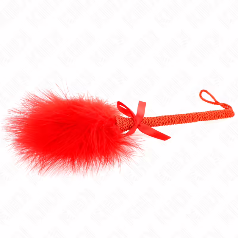 KINK - MASAJEADOR DE CUERDA DE NAILON CON PLUMAS PARA COSQUILLAS Y LAZO ROJO 25 CM - Imagen 4