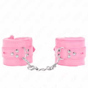 KINK - MUÑEQUERAS FORRADAS CON AGUJEROS CUADRADOS ROSA Y CORREA ROSA AJUSTABLE 17-29 CM X 6 CM