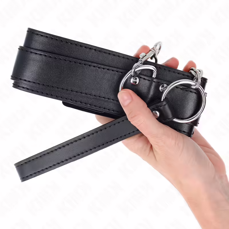 KINK - COLLAR CON CORREA 65 CM HEBILLAS PLATEADAS AJUSTABLE 33-46 CM X 5.5 CM - Imagen 4