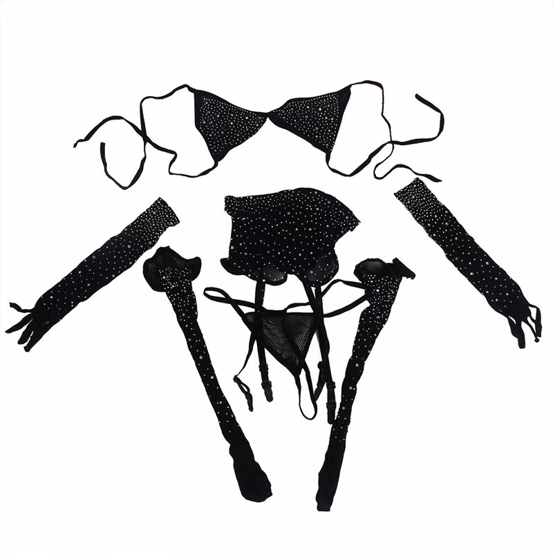 SUBBLIME - 952174 BODYSTOCKING DE REJILLA CON GUANTES Y DIAMANTES NEGRO TALLA ÚNICA - Imagen 6