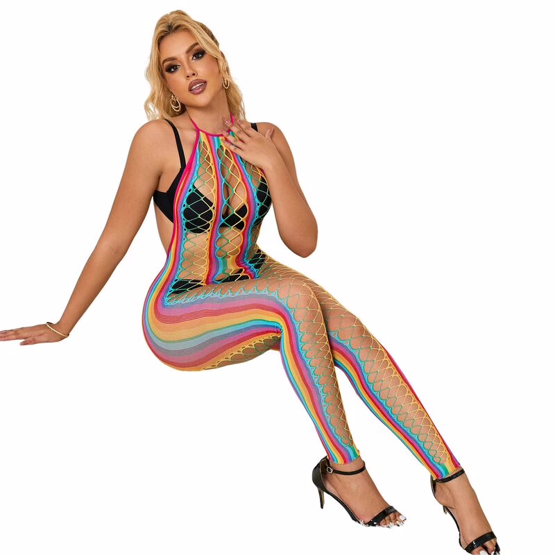 SUBBLIME - 952358 BODYSTOCKING DE REJILLA CUELLO HALTER ARCOIRIS XS/M - Imagen 5