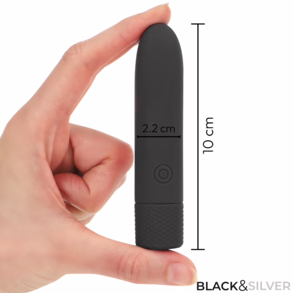 BLACK & SILVER - GERI BALA VIBRADORA RECARGABLE POR USB 8 VIBRACIONES NEGRO 10 X 2.2 CM - Imagen 4
