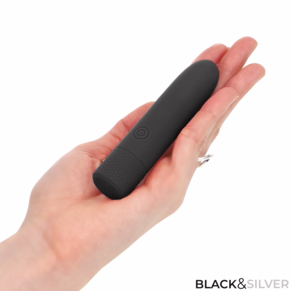 BLACK & SILVER - GERI BALA VIBRADORA RECARGABLE POR USB 8 VIBRACIONES NEGRO 10 X 2.2 CM - Imagen 5