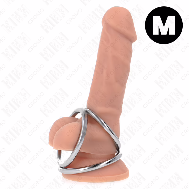 KINK - ANILLO PENE TRIPLE METAL CROMADO 3.8 CM A 5 CM MODELO 2